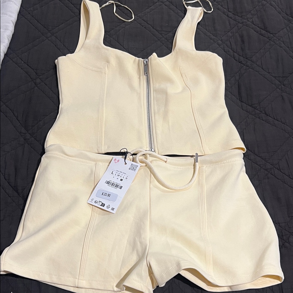 Zara Light Yellow Women's Short Set